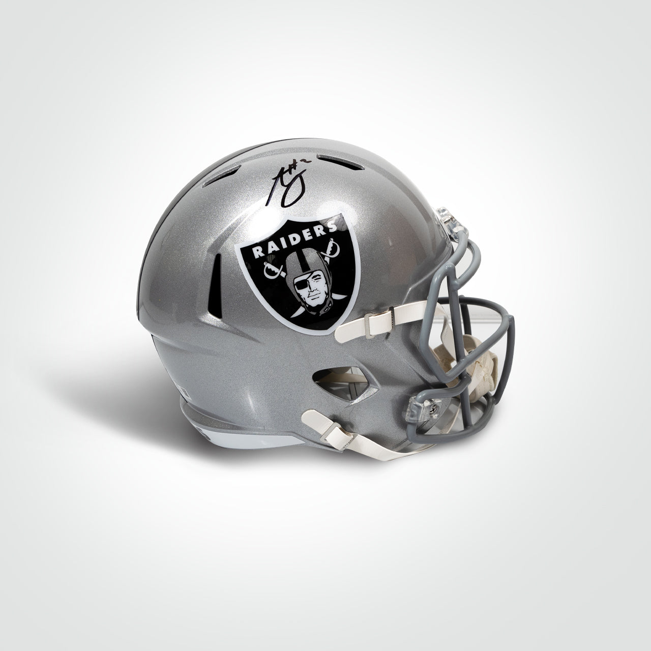 autographed full size football helmets Ashton Jeanty Signed Raiders Speed Full Size Replica Helmet