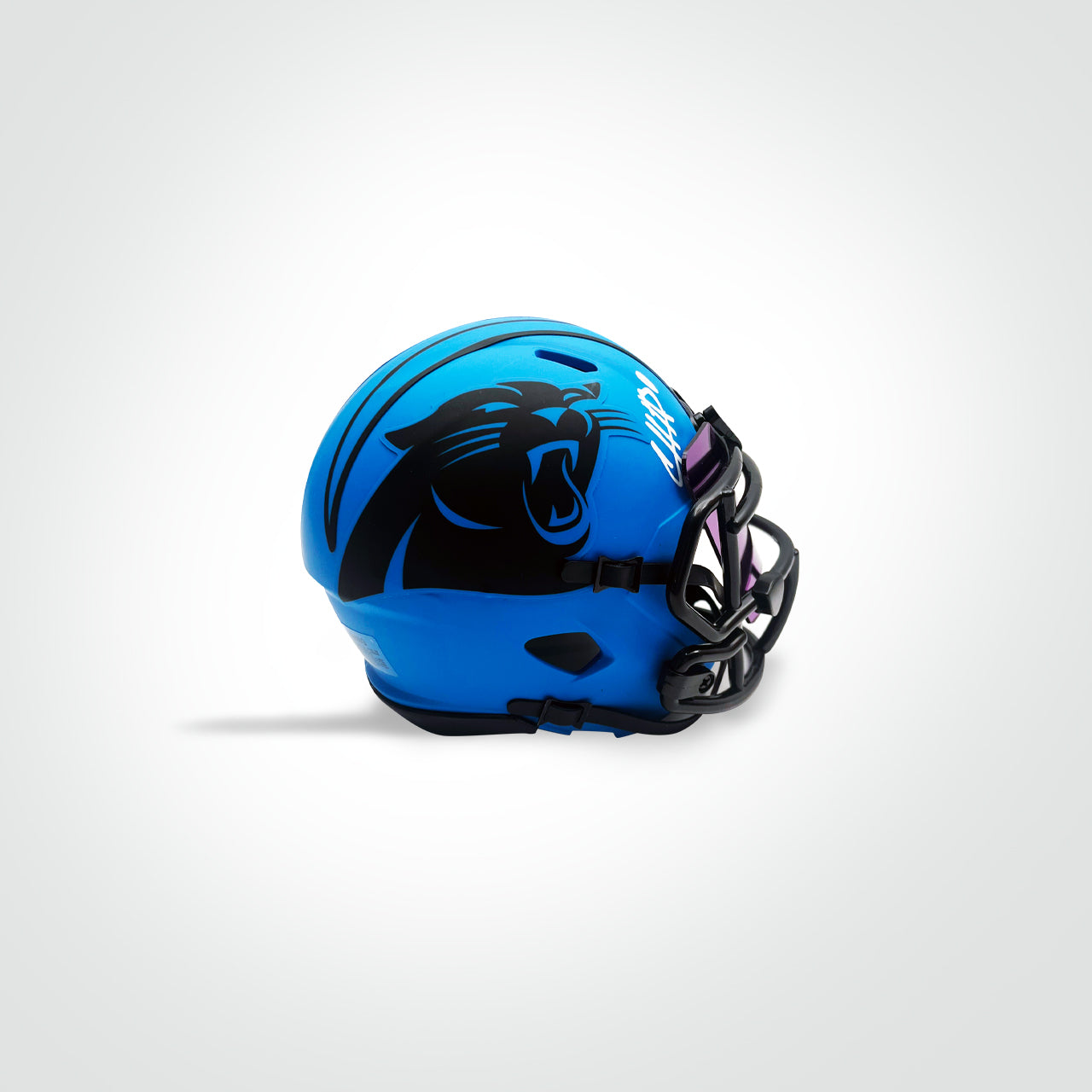Chuba Hubbard Signed Panthers Rave Mini Helmet - The Real Autograph