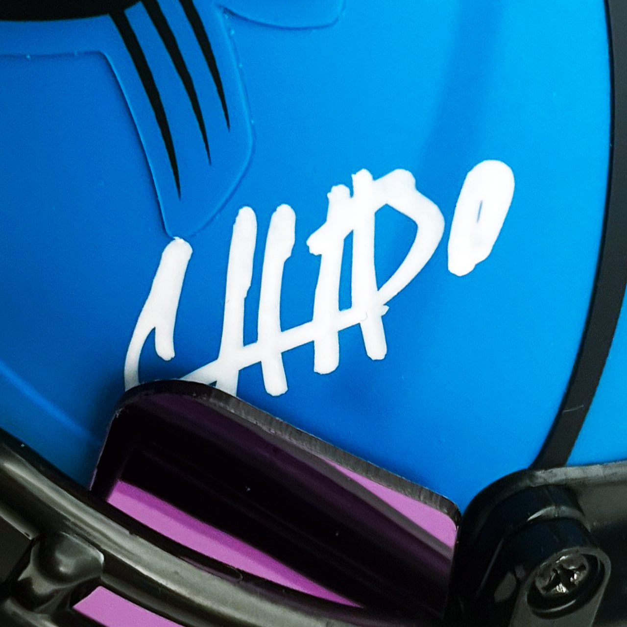 Chuba Hubbard Signed Panthers Rave Mini Helmet - The Real Autograph