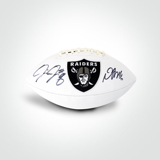 Davante Adams & Josh Jacobs Dual Signed Raiders White Panel Football - The Real Autograph