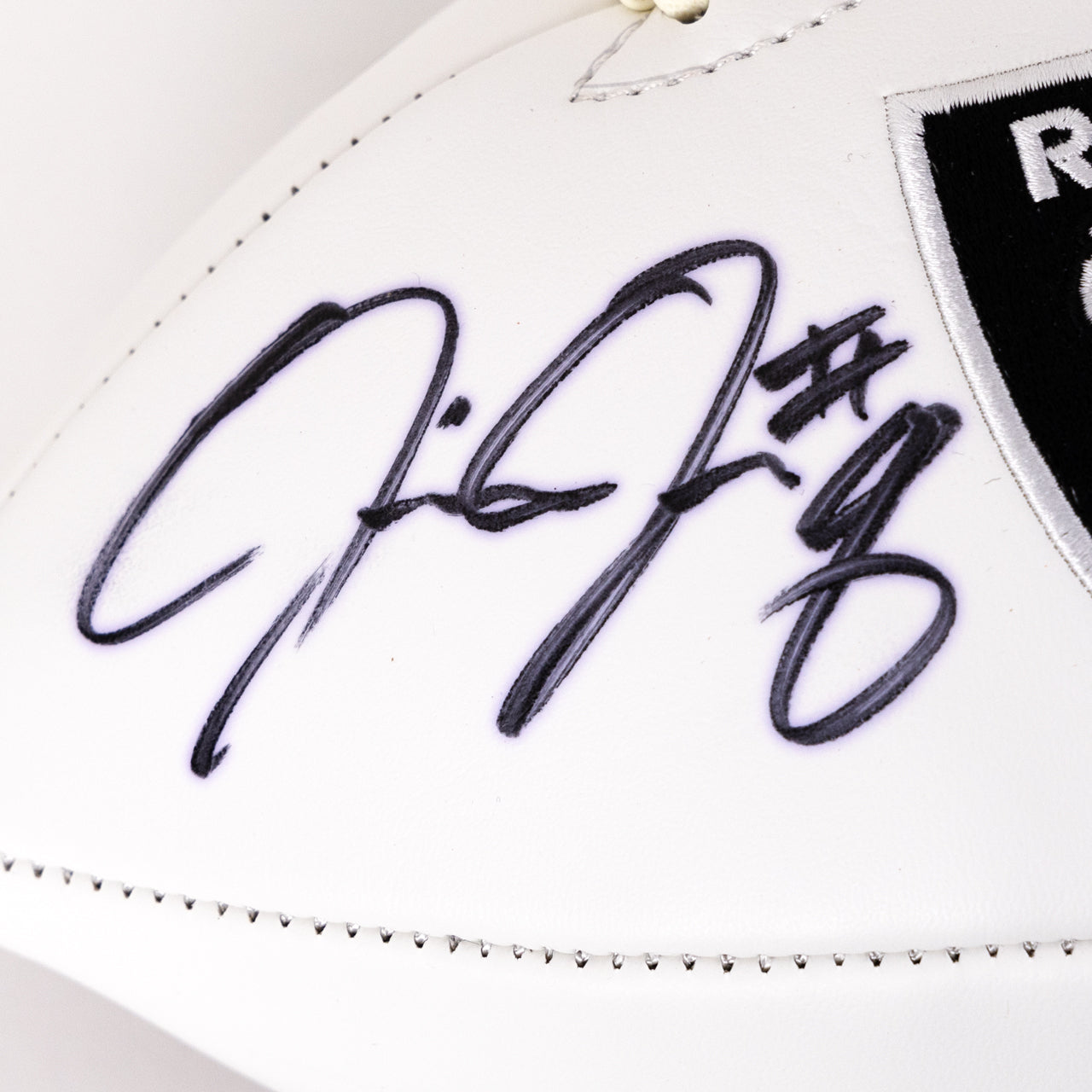 Davante Adams & Josh Jacobs Dual Signed Raiders White Panel Football - The Real Autograph
