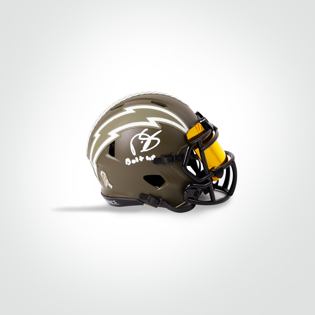 Darren Sproles Signed Chargers Salute to Service Mini Helmet Inscribed "Bolt Up"