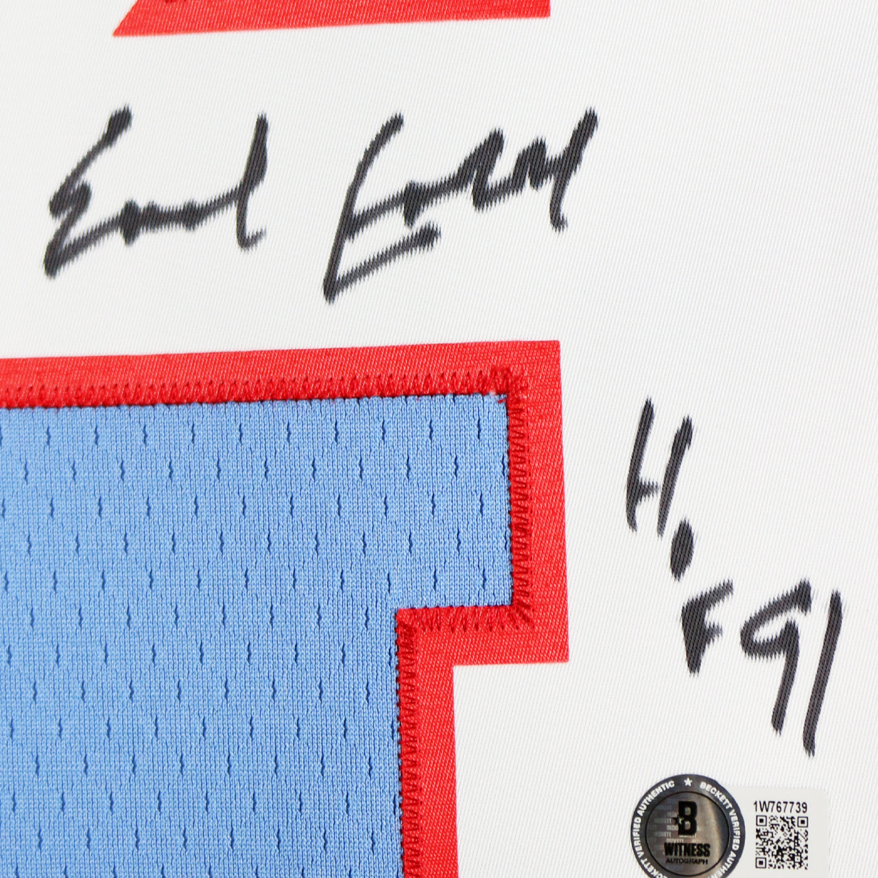 Earl Campbell Signed Oilers Mitchell & Ness Replica Jersey Inscribed "HoF 91" - The Real Autograph
