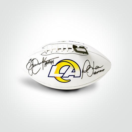 Eric Dickerson & Marshall Faulk Dual Signed Rams White Panel Football - The Real Autograph