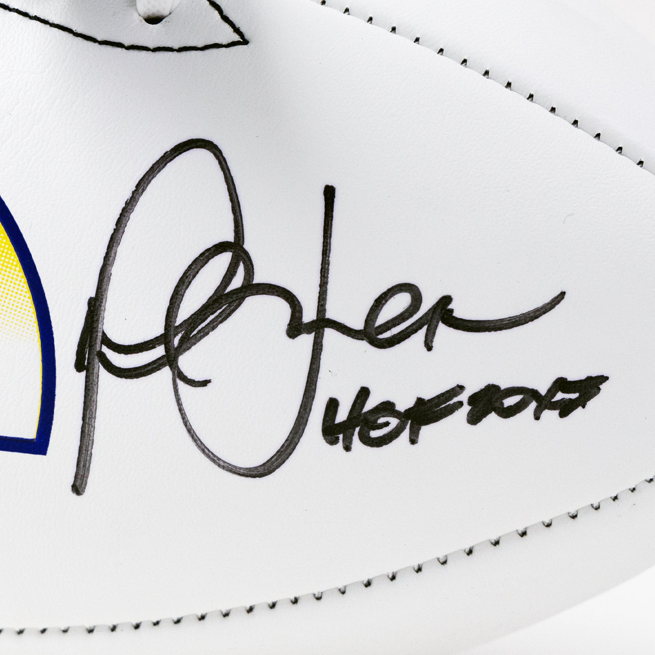 Eric Dickerson & Marshall Faulk Dual Signed Rams White Panel Football - The Real Autograph