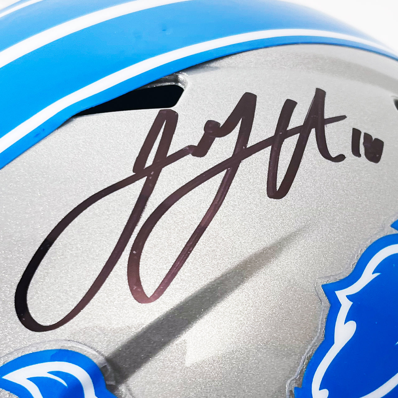 Jared Goff Signed Lions Throwback Speed Full Size Replica Helmet - The Real Autograph
