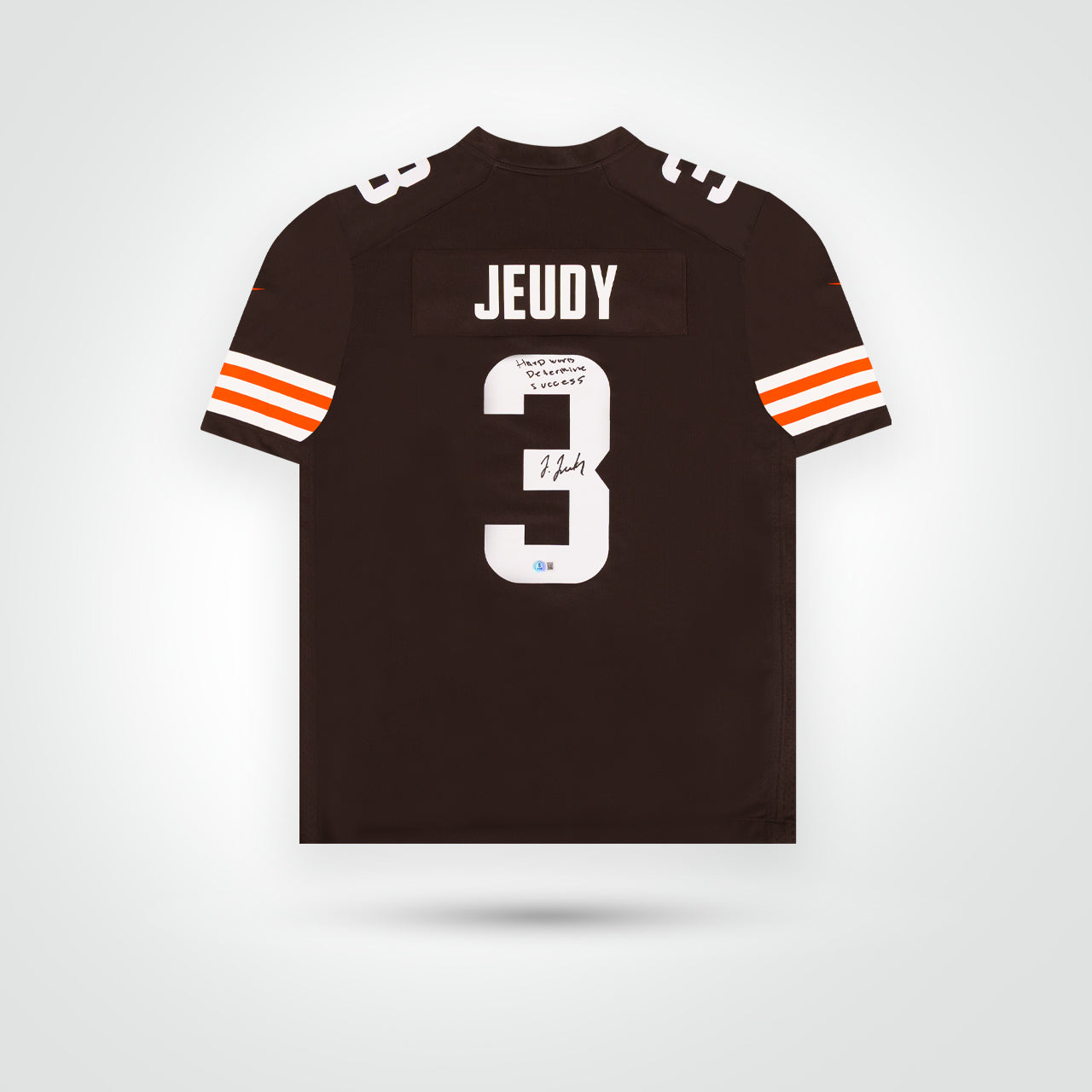 Jerry Jeudy Signed Browns Nike Game Jersey Inscribed "Hard Work Determines Success"
