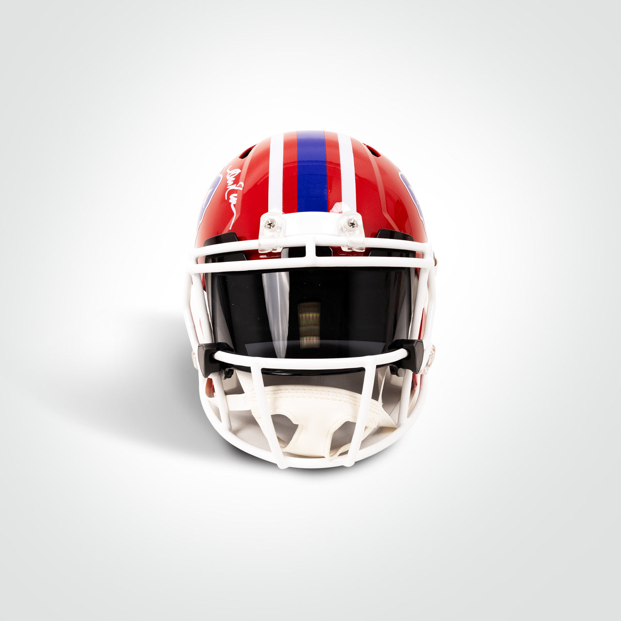 Jim Kelly & Andre Reed Dual Signed Bills Throwback Speed Full Size Replica Helmet - The Real Autograph