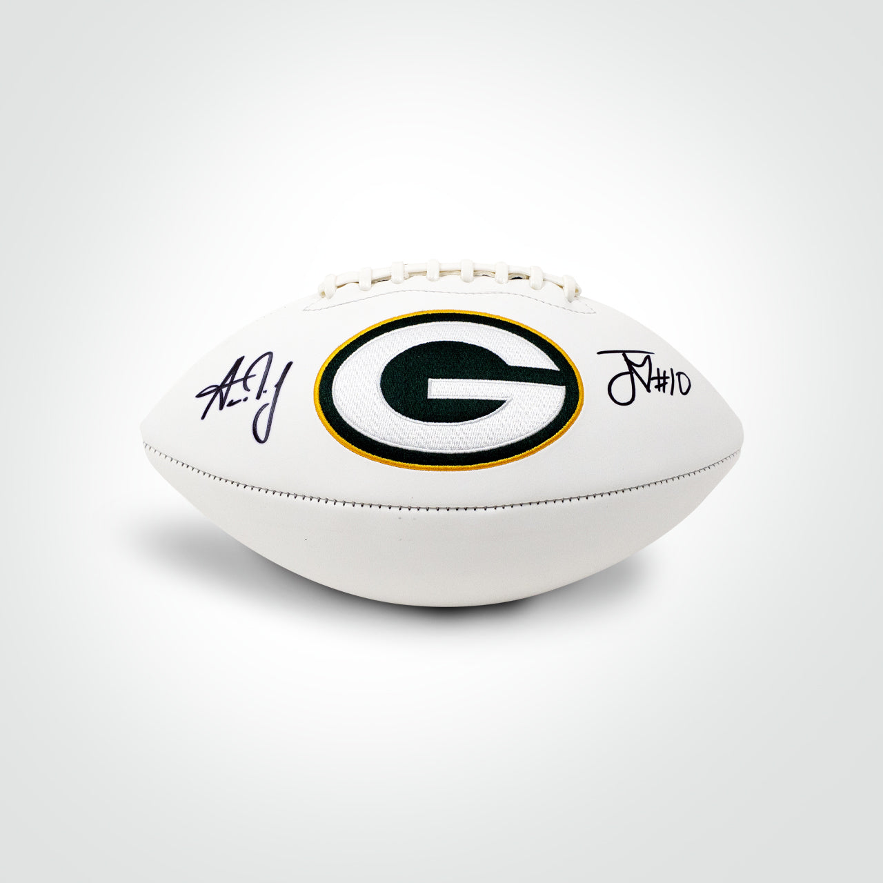 Jordan Love & Aaron Jones Dual Signed Packers White Panel Football - The Real Autograph