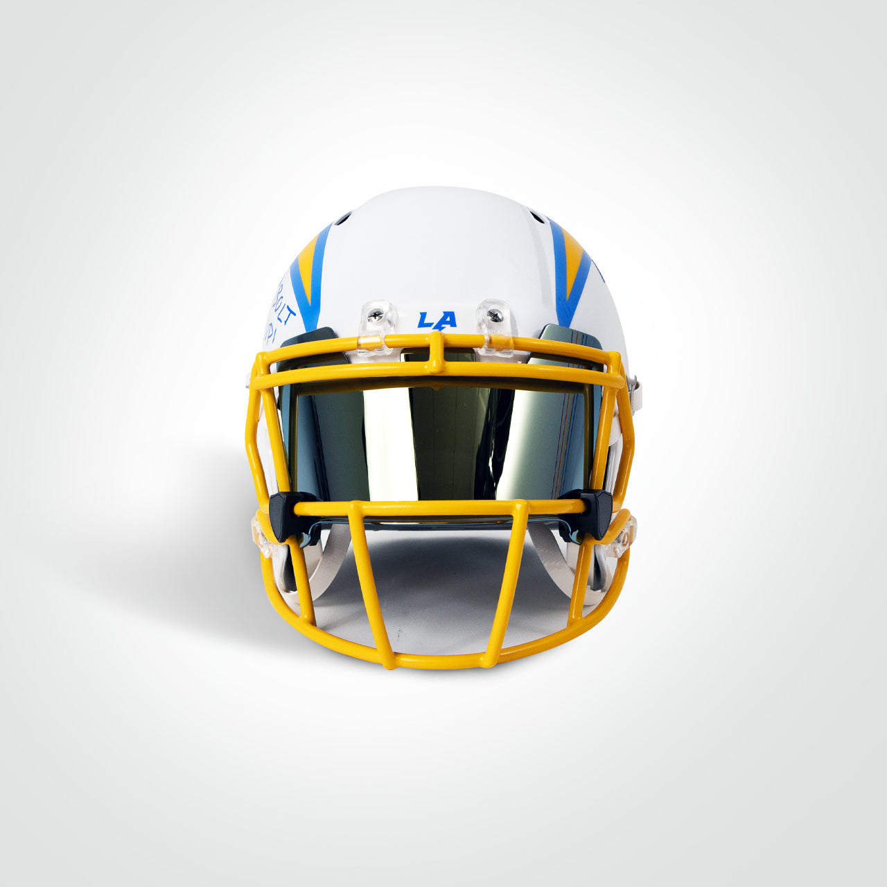 Ladd McConkey Signed Chargers Speed Full Size Replica Helmet Inscribed "Bolt Up!"