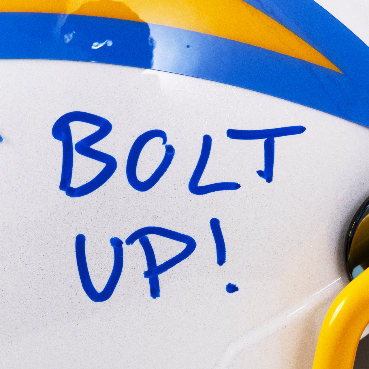 Ladd McConkey Signed Chargers Speed Full Size Replica Helmet Inscribed "Bolt Up!"
