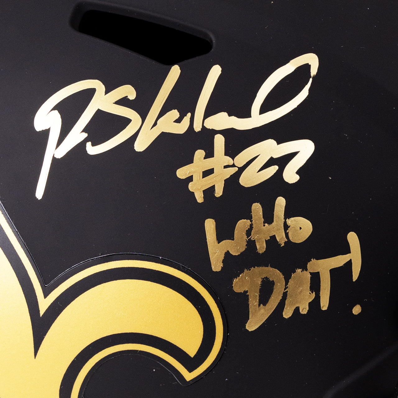 Rashid Shaheed Signed Saints Eclipse Full Size Replica Helmet Inscribed "Who Dat!"