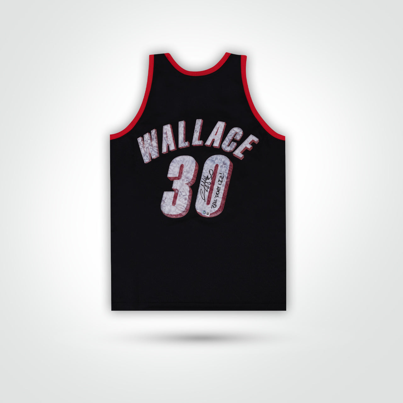 Rasheed Wallace Signed Blazers Mitchell & Ness Swingman Jersey Inscribed "Ball Don't Lie!" - The Real Autograph