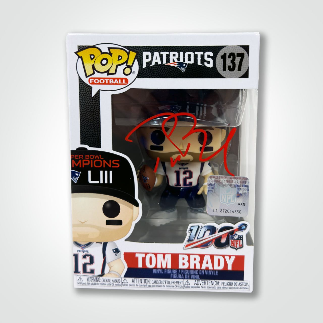 Tom Brady Signed Patriots Funko Pop! The Real Autograph