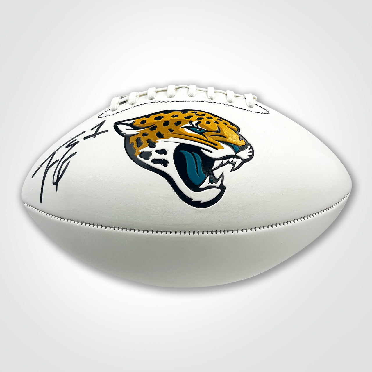 Travis Etienne Signed Jaguars White Panel Football - The Real Autograph