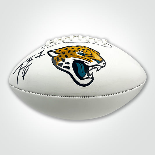 Travis Etienne Signed Jaguars White Panel Football - The Real Autograph