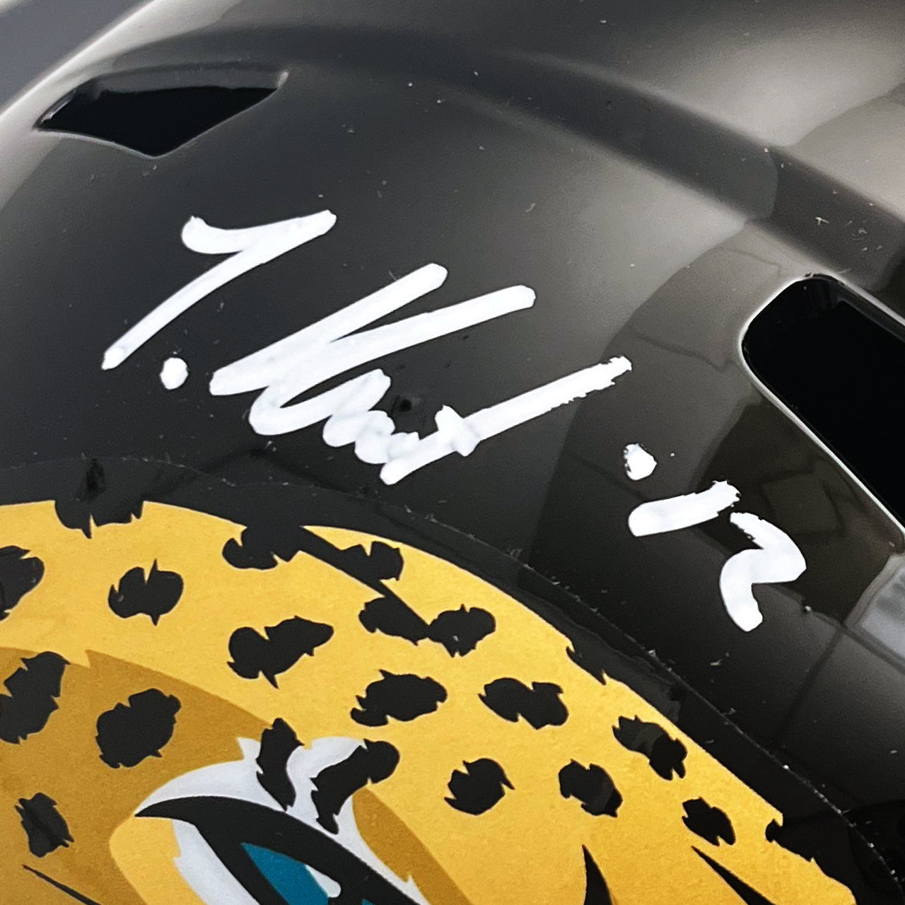 Travis Hunter Signed Jaguars Speed Full Size Replica Helmet - The Real Autograph
