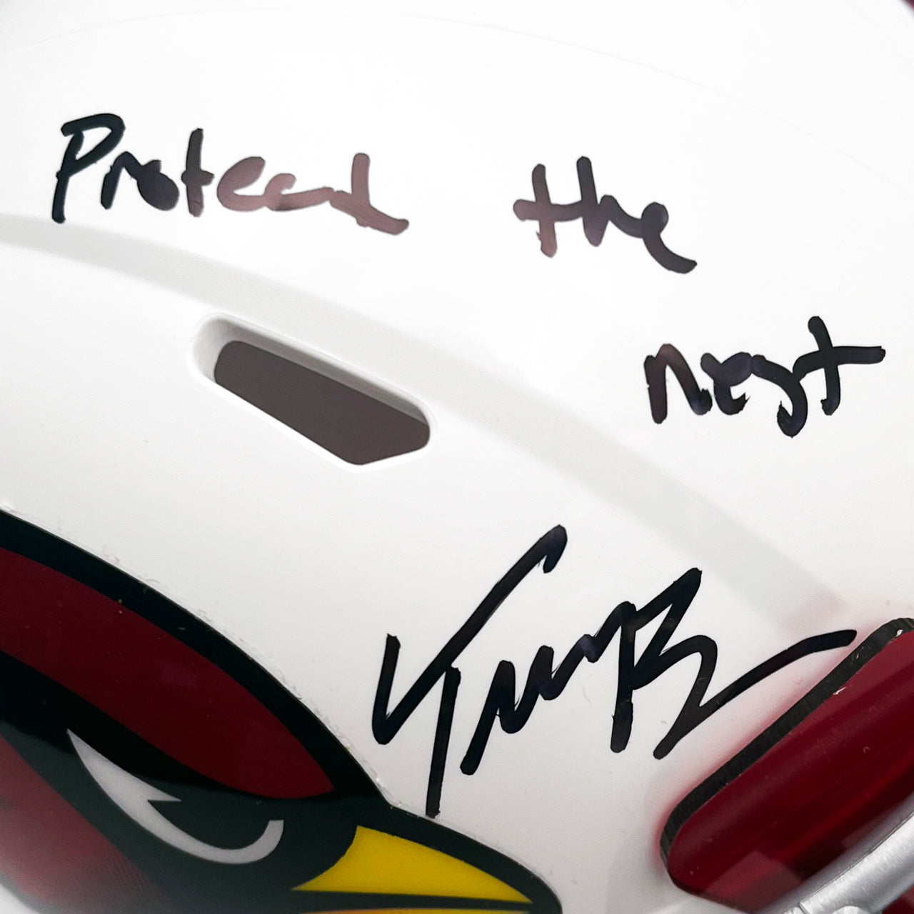 Trey McBride Signed Cardinals Speed Mini Helmet Inscribed "Protect the Nest" - The Real Autograph