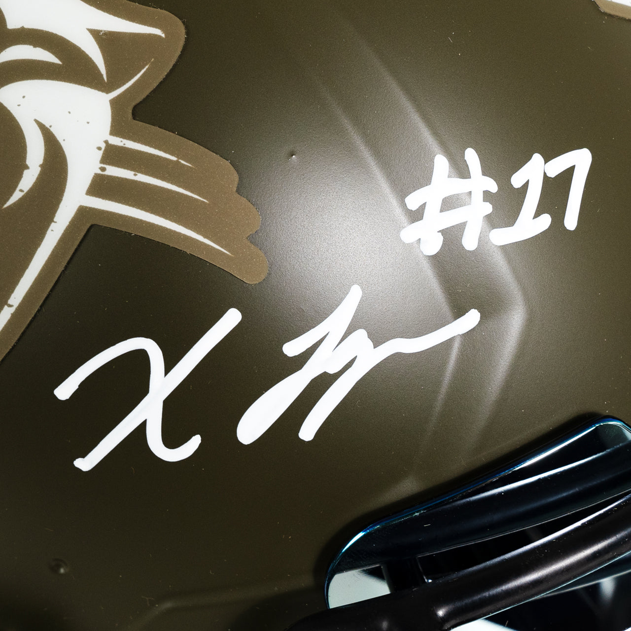Xavier Legette Signed Panthers Salute to Service Full Size Authentic Helmet