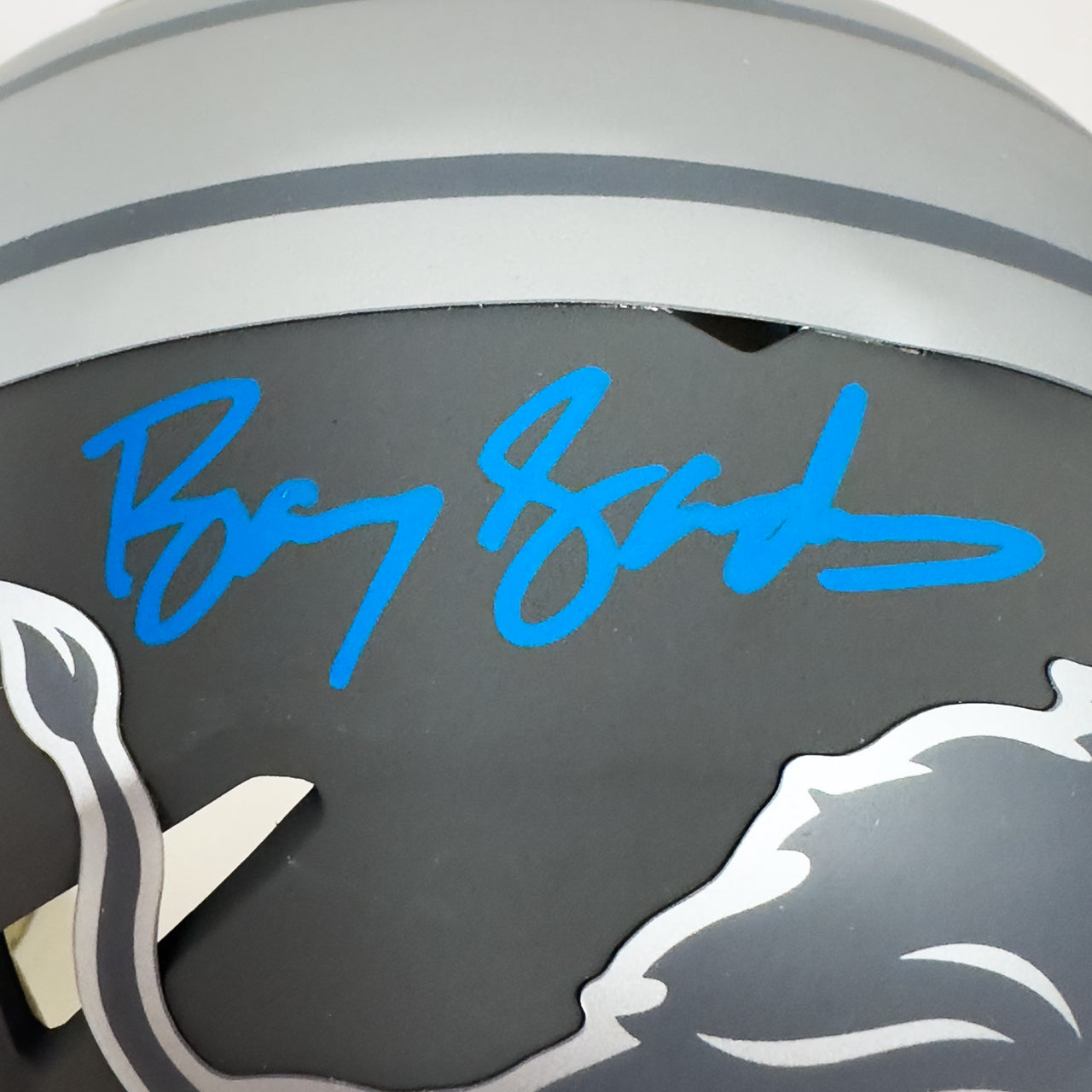 Barry Sanders Signed Lions Slate Mini Helmet