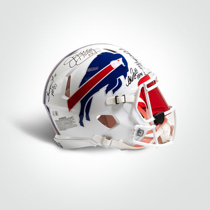 Quad Signed Bruce Smith, Jim Kelly, Thurman Thomas, & Andre Reed Bills Speed Full Size Authentic Helmet Inscribed HoF Years