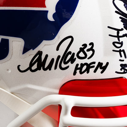 Quad Signed Bruce Smith, Jim Kelly, Thurman Thomas, & Andre Reed Bills Speed Full Size Authentic Helmet Inscribed HoF Years