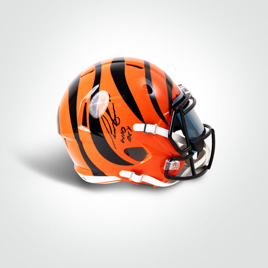 Chase Brown Signed Bengals Speed Full Size Replica Helmet Inscribed "Who Dey"