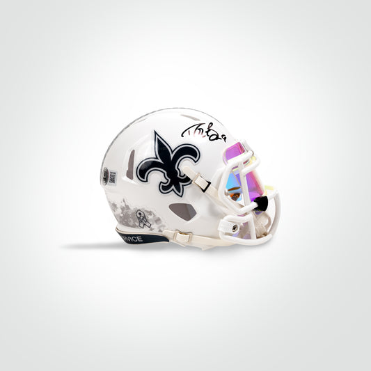 Drew Brees Signed Saints Salute to Service (STS) Mini Helmet - The Real Autograph