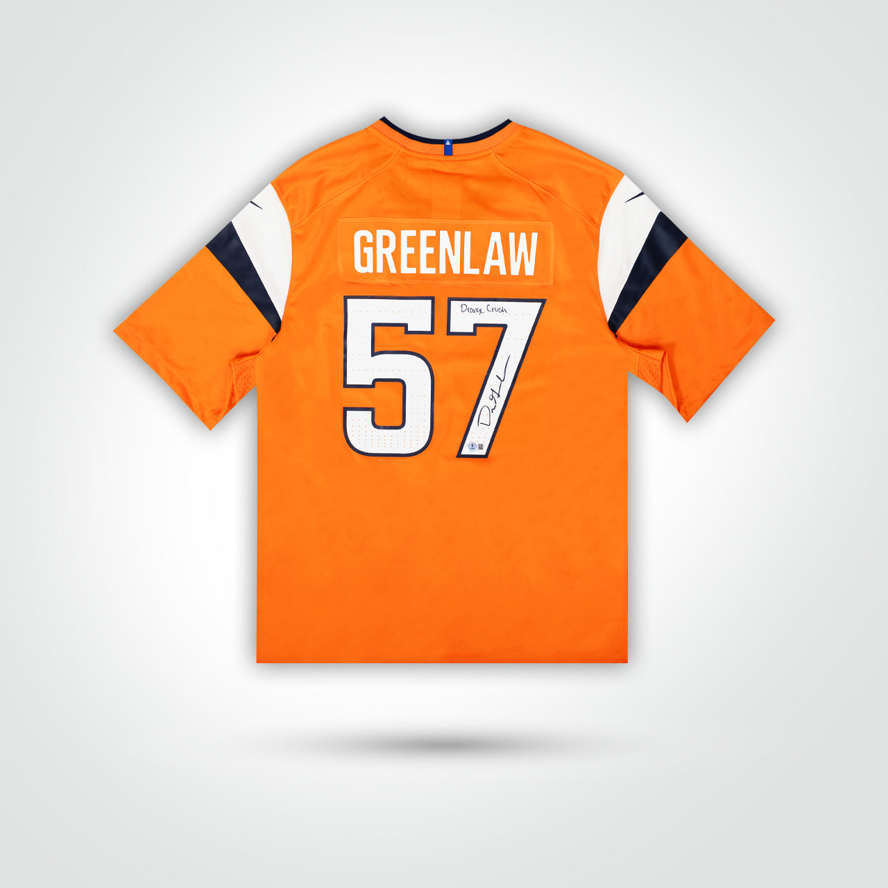 Dre Greenlaw Signed Broncos Nike Game Jersey Inscribed "Orange Crush"