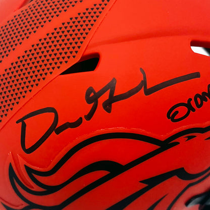 Dre Greenlaw Signed Broncos Rave Mini Helmet Inscribed "Orange Crush" - The Real Autograph