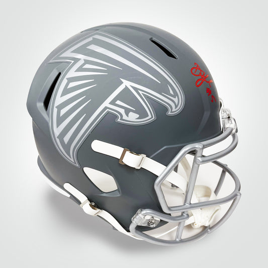 Drake London Signed Falcons Slate Full Size Replica Helmet
