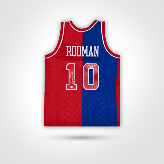 Dennis Rodman Signed Pistons Mitchell & Ness Split Swingman Jersey Inscribed "The Worm"