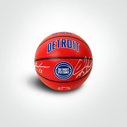Dennis Rodman & James Wiseman Dual Signed Pistons City Edition Basketball