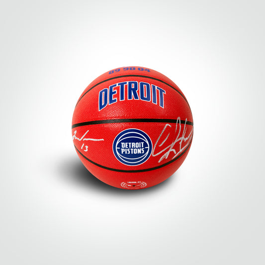 Dennis Rodman & James Wiseman Dual Signed Pistons City Edition Basketball