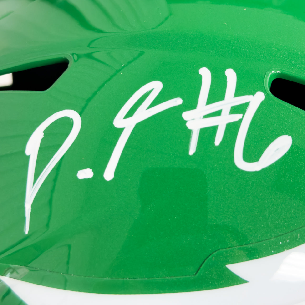 DeVonta Smith Signed Eagles Kelly Green Full Size Replica Helmet