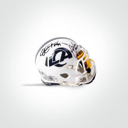 Eric Dickerson & Marshall Faulk Signed Rams Salute to Service Mini Helmet Inscribed HoF Years