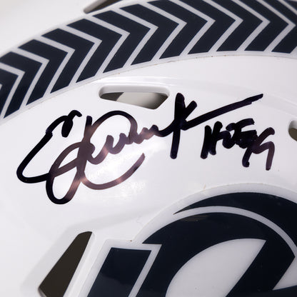 Eric Dickerson & Marshall Faulk Signed Rams Salute to Service Mini Helmet Inscribed HoF Years