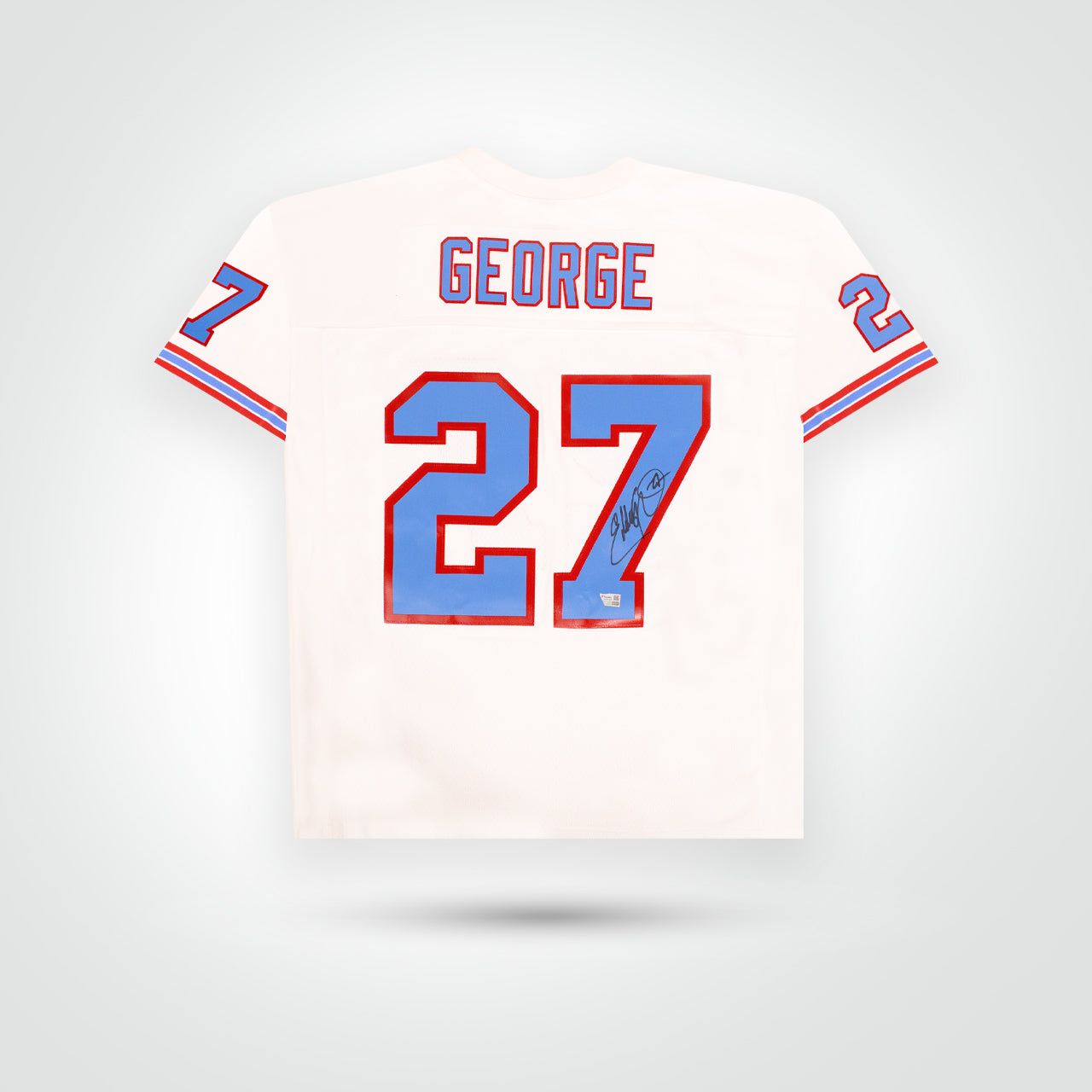 Eddie George Signed Oilers Mitchell & Ness Replica Jersey - The Real Autograph