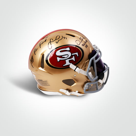 Fred Warner & Dre Greenlaw Dual Signed 49ers Speed Full Size Authentic Helmet Inscribed