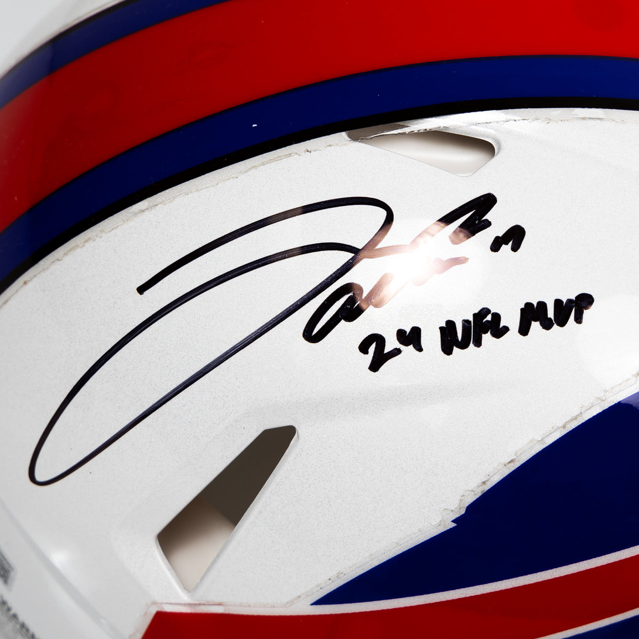 Josh Allen Signed Bills Full Size Speed Authentic Helmet Inscribed "24 NFL MVP"