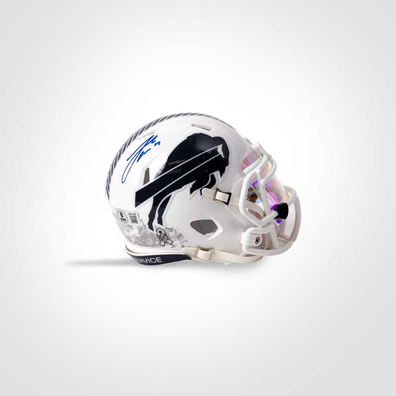 Josh Allen Signed Bills Salute to Service Mini Helmet