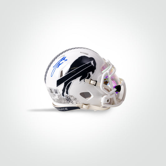 Josh Allen Signed Bills Salute to Service Mini Helmet