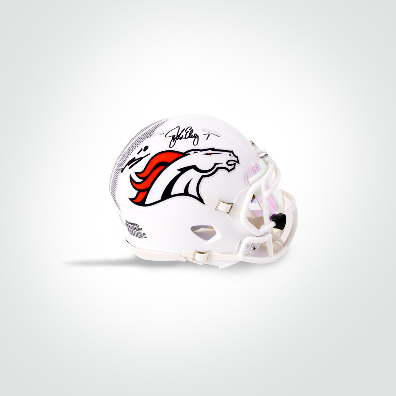 John Elway & Bo Nix Dual Signed Broncos Alternate Mini Helmet