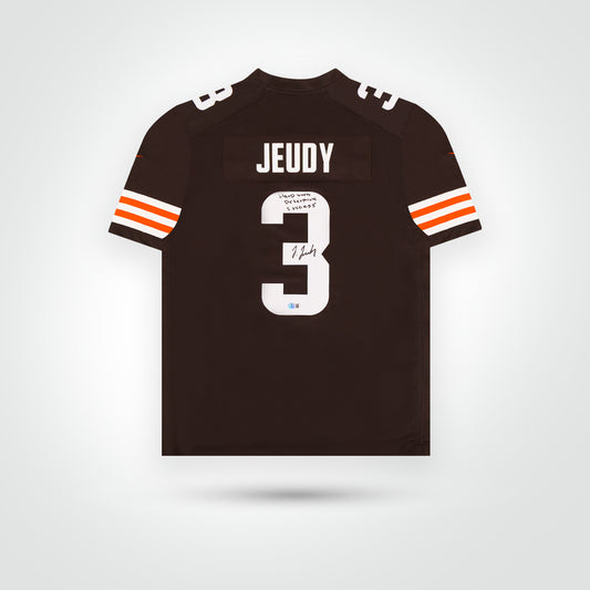 Jerry Jeudy Signed Browns Nike Game Jersey Inscribed "Hard Work Determines Success"