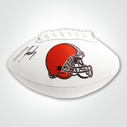 Jerry Jeudy Signed Browns White Logo Football