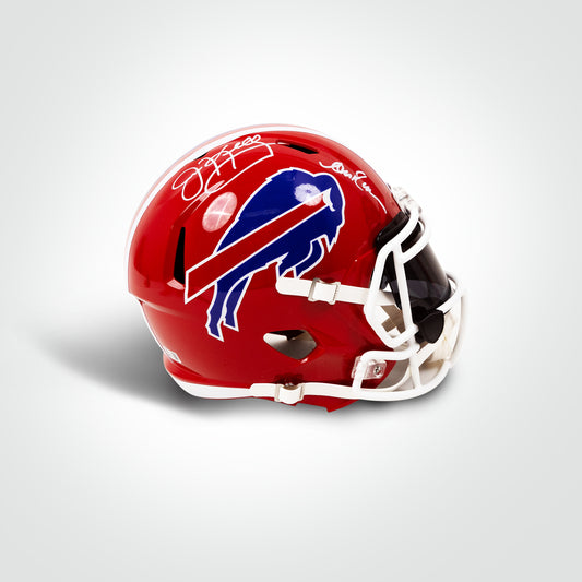 Jim Kelly & Andre Reed Dual Signed Bills Throwback Speed Full Size Replica Helmet - The Real Autograph