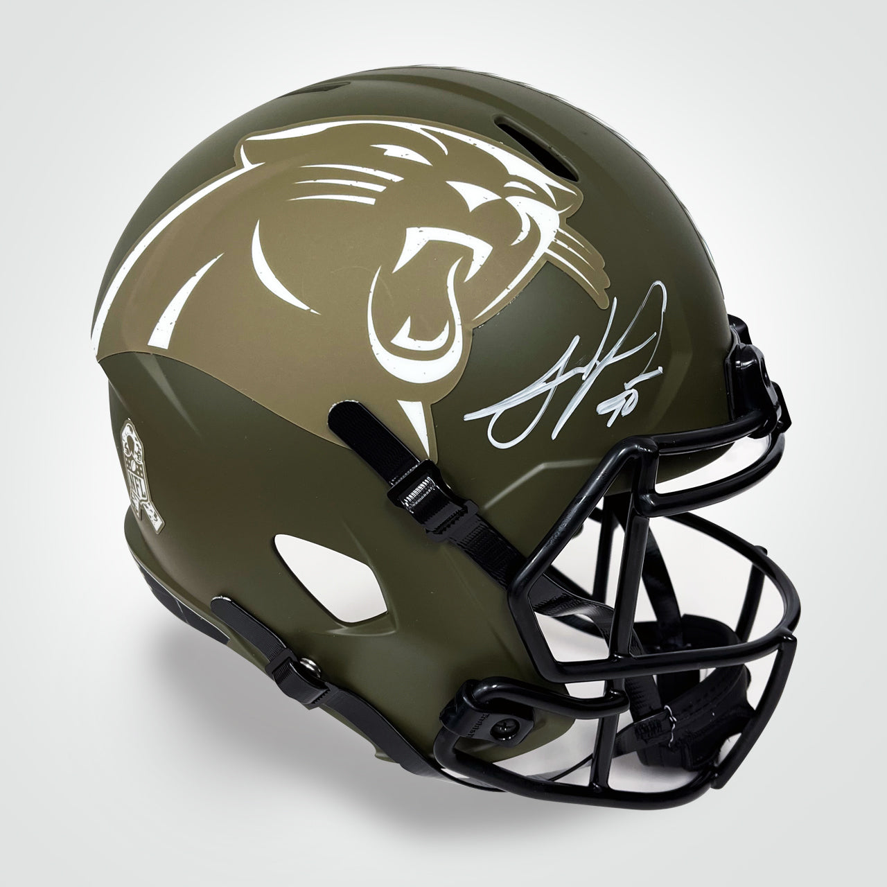 Julius Peppers Signed Panthers Salute To Service Full Size Replica Helmet