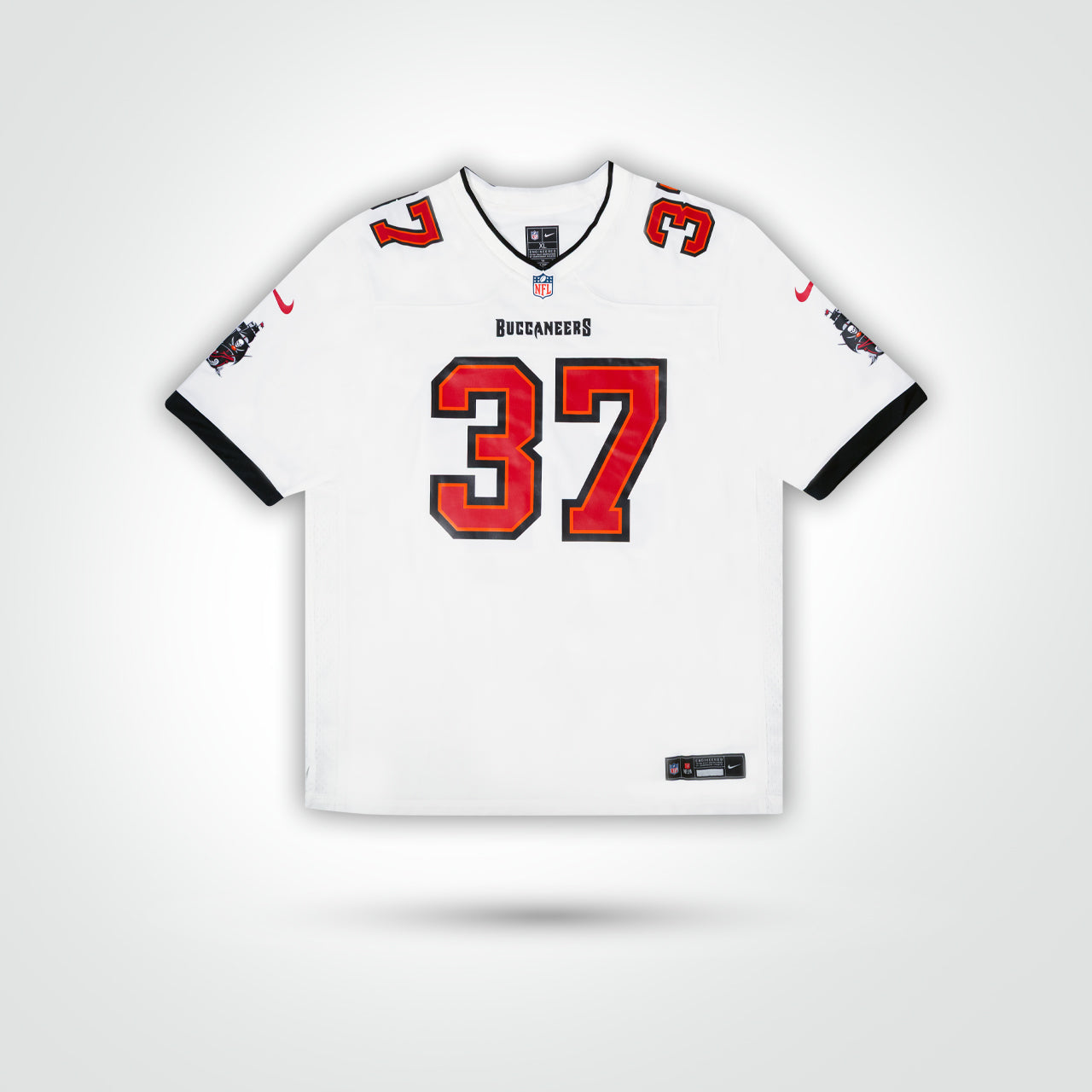Mike Alstott, Warren Sapp, & Ronde Barber Triple Signed Buccaneers Nike Game Jersey Inscribed "Gruden Bowl"