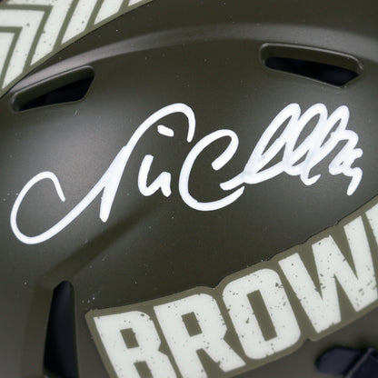 Nick Chubb Signed Browns Salute to Service Mini Helmet