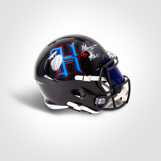 Nico Collins Signed Texans Alternate Full Size Replica Helmet Inscribed "H Town"